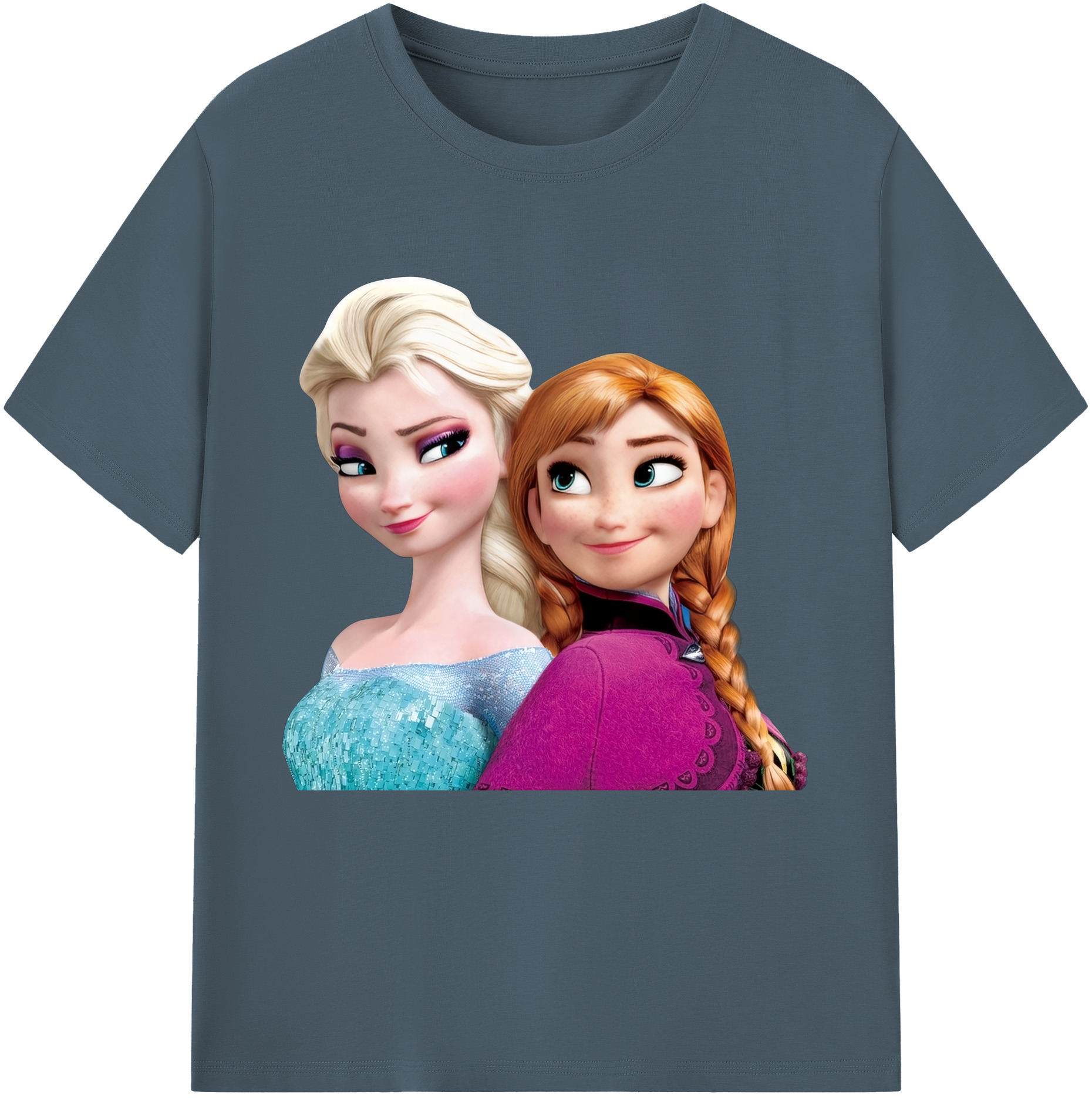 （画像用） アナと雪の女王 アンナ エルサ Frozen Anna Elsa 綿100％半袖Tシャツ（フロントプリント）